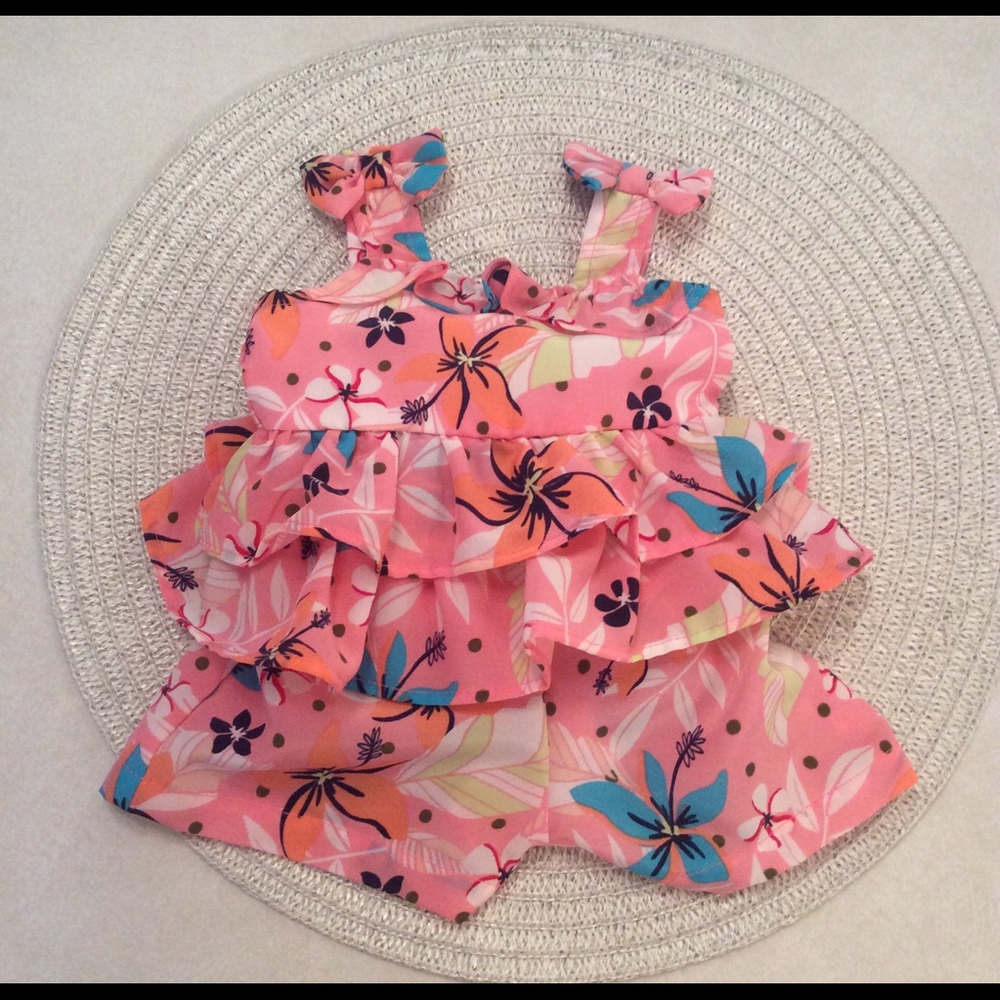Sweet Heart Rose floral romper. Size 0/3M